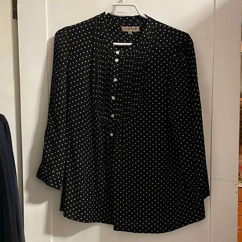 Jigsaw Black and White Polka Dot Blouse